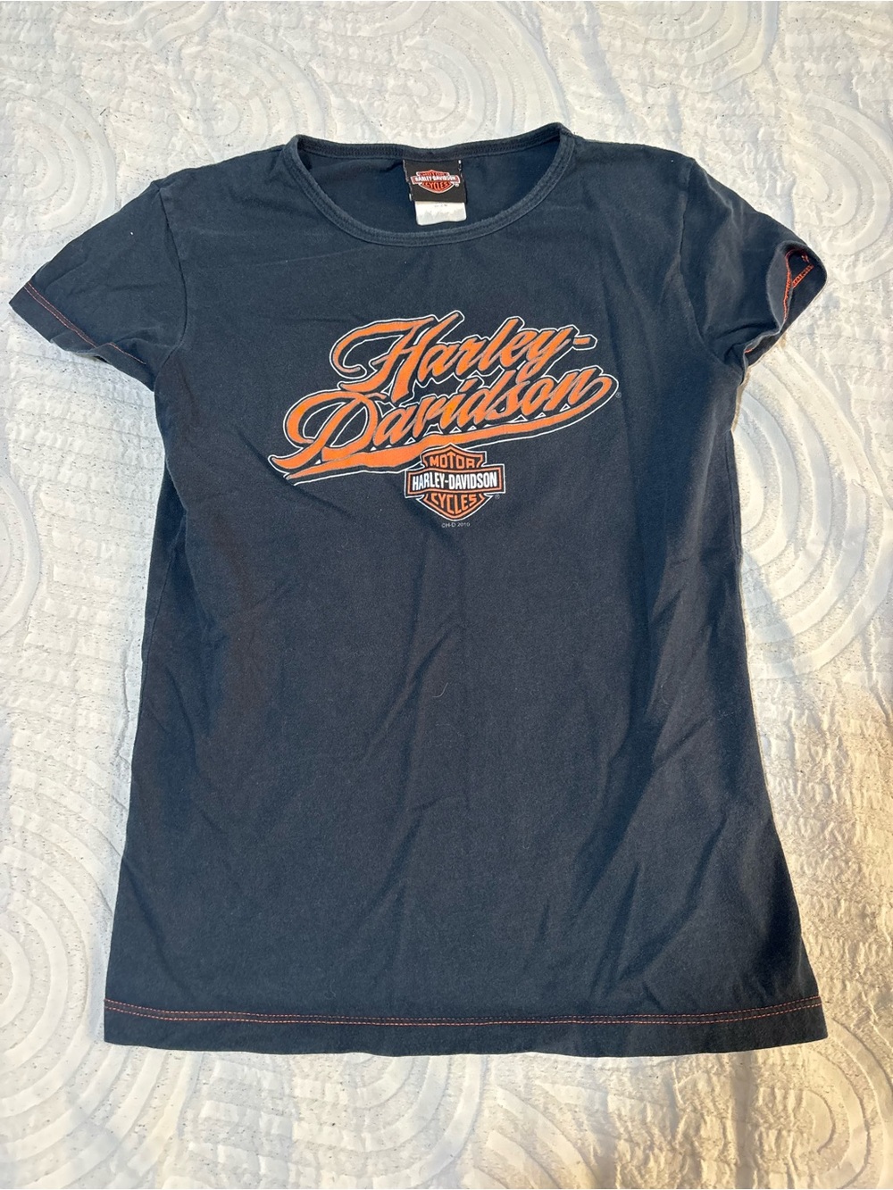 Harley-Davidson Black Tee with Orange Script Logo